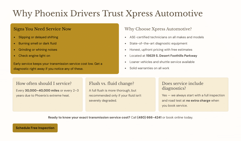 transmission costs at xpress automotive
